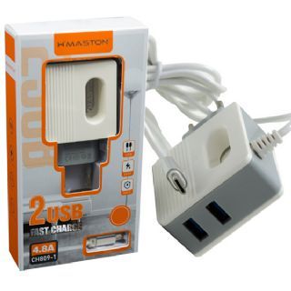 Carregador Rpido H?Maston CH-809-3 2USB  Tipo-C 4.8A