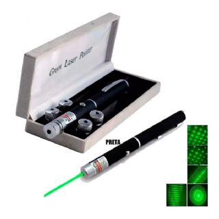 Caneta Laser Pointer Verde Luz Green 5 Pontas Efeitos Estojo