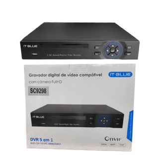 DVR Para 8 Câmeras Gravador Digital de Video 5 em 1 Digital IT-BLUE SC9298 - ELE286