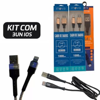 Kit 3 Cabos de Dados Inova Iphone 1m Atacado Para Revenda