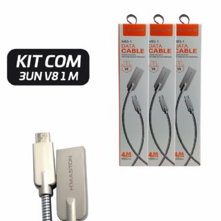 Kit 3 Cabos de Dados Revestido em Ao H maston V8 1m Atacado Para Revenda