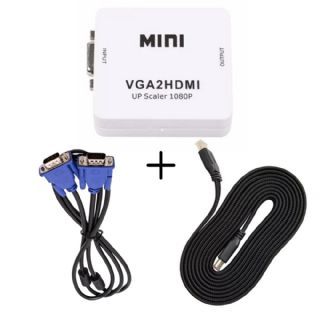 Conversor Adaptador Vga Para Hdmi Com Saída P2 Áudio + Cabo Vga + Cabo HDMI