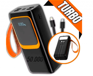 Carregador Turbo Porttil Power Bank 50.000mah 12 Cargas Digital CAR155