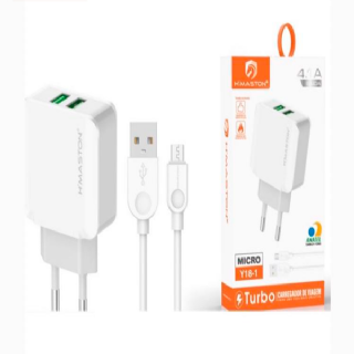 Carregador Turbo H'maston 2USB 4.1A V8 Cabo Removvel CARH1