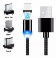 Cabo Magn�tico 3 Pontas Com Im� V8 - Type-C e IOS com Led  - CAB115