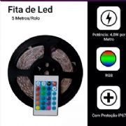 Fita LED Com Controle 5050 RGB Colorida Com Fonte - ELE211