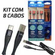 Kit 8 Cabo de Dados Inova USB TC 1M  Atacado Para Revenda