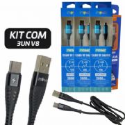 Kit 3 Cabos de Dados Inova V8 1m Atacado Para Revenda