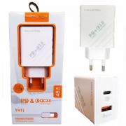 Carregador Turbo Residencial TIPO-C H Maston 48W 9.1A - 1 USB-C + 1USB 3.0 Y-41 - CAR114