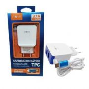 Carregador Inova R�pido 3.1 Tipo-C Com Duas Entradas USB - CAR19