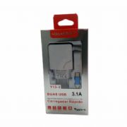 Carregador H MASTON R�pido 3.1A 2USB 2 Tipo-C - CARH6