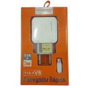 Carregador Turbo H'maston 2USB 4.1A V8 Cabo Remov�vel CARH1