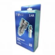 Carregador Veicular R�pido com Duas Entradas USB INOVA 3.4 Compat�vel Iphone CAR49