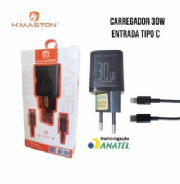 Carregador Turbo 30W H'MASTOM Fonte USB-C Cabo Tipo-C para Tipo-C CAR148