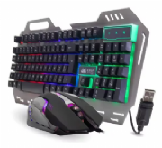 Kit Teclado Mouser Gamer Semi-Mecanico Com Led RGB USB Fio Rainbow INF109