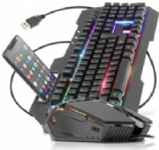 Kit Teclado Mouser Gamer Semi-Mecanico Com Led RGB USB Fio Rainbow INF109