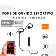 Fone De Ouvido Bluetooth Kaidi Esportivo Sem Fio Magn�tico Com Gancho FON140