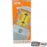 Caixa De Som 30W + Lampi�o+Microfone Para Camping Lan�amento ELE393